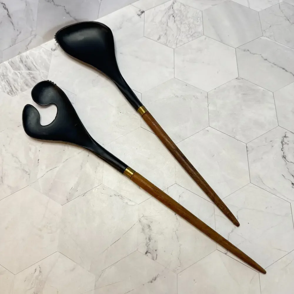 Vintage Helge Benzin Salad Servers Denmark Danish Designer 12